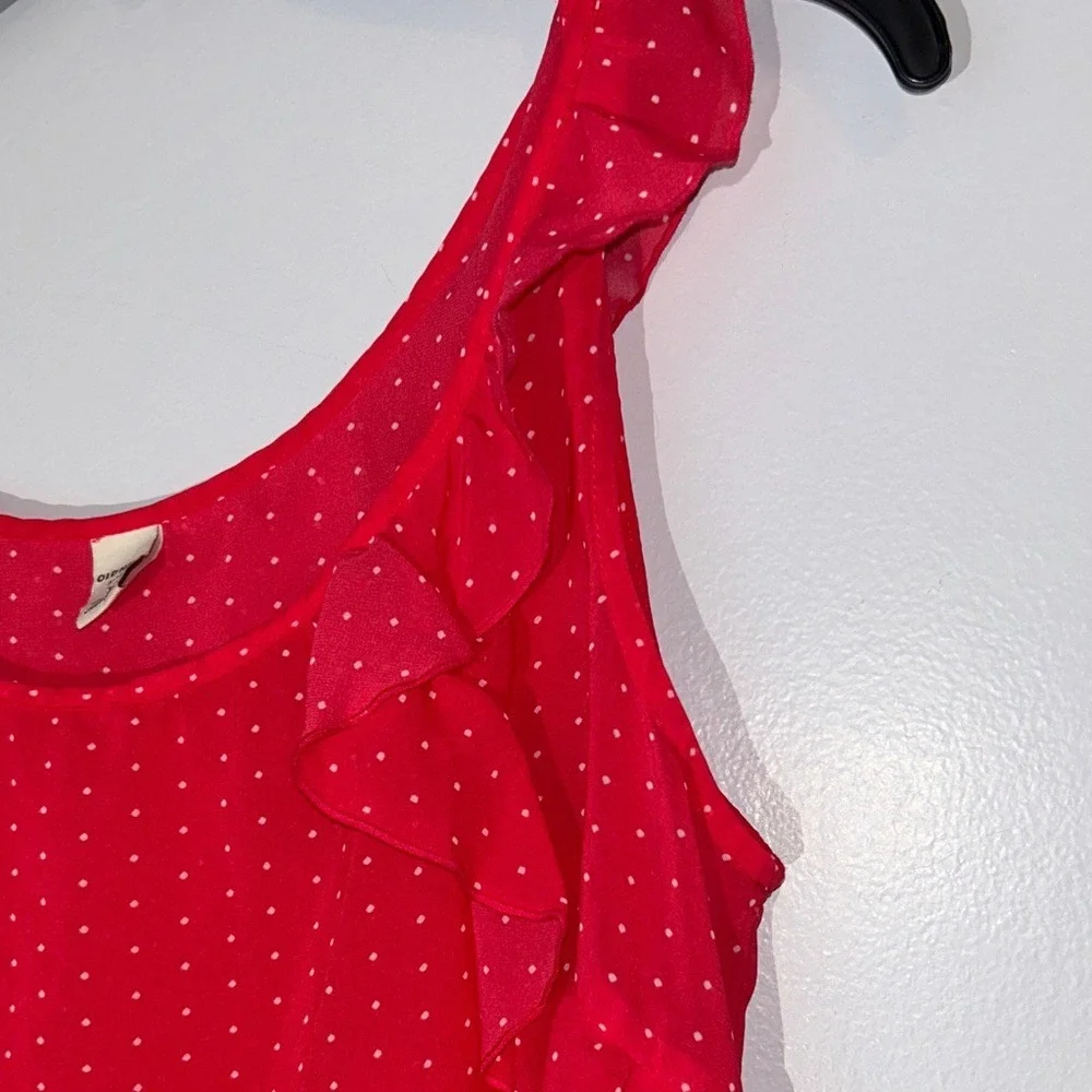 Old Navy Red Sleeveless Polka Dot Tank Top Sheer‎ Size L